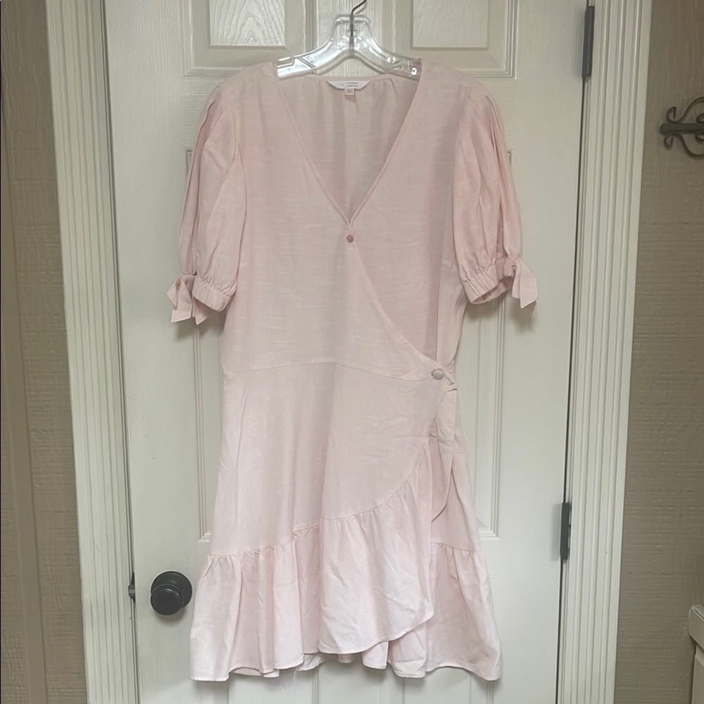 LC Lauren Conrad light Pink dress with Ruffled Hem and Puff Sleeves